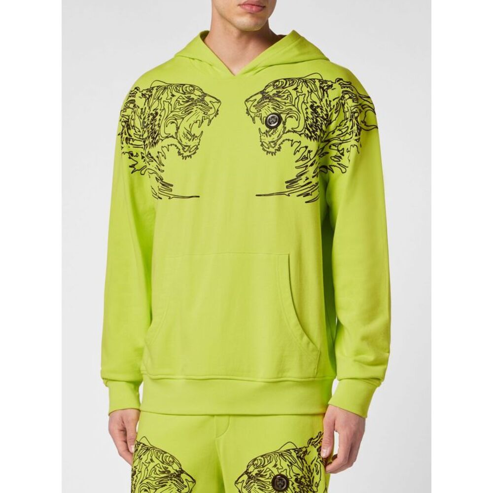 Plein Sport Men Plein Sport Cotton Hoodie With Graphic Print And Kangaroo Pocket